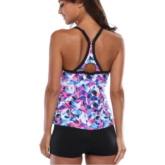 NWT Charmleaks Womens Tankini Rash Guard Tops Swimsuits Plus Size Swimwear - Picture 1 of 9